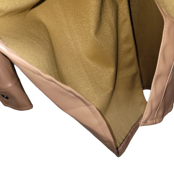 HYFVE Oversized Vegan Leather Button Up Long Sleeve Brown Jacket Women Sz L - Picture 9 of 10